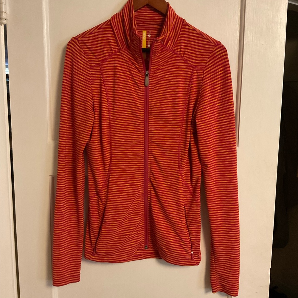 Lole Striped Mock Neck Jacket Size S UPF 50+ Stretch Pockets